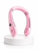 Pembe Şarjlı Boyun Fanı 5 Kademeli Hız Ayarlı Taşınabilir Boyun Tipi Fan thumbnail 5
