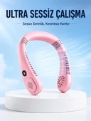 Pembe Şarjlı Boyun Fanı 5 Kademeli Hız Ayarlı Taşınabilir Boyun Tipi Fan thumbnail 1