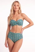 Mavi Azure Yüksek Bel Tek Alt Bikini thumbnail 3