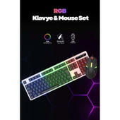 Kablolu Işıklı Standart Türkçe Q Klavye Mouse Seti thumbnail 1