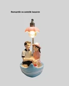 Oturan Çift Figürlü LED Masa Lambası Romantik Hediye thumbnail 4