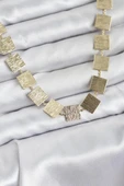 Kare Plaka Model Gold Renk Kadın Kolye thumbnail 1