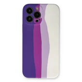 Apple İphone 13 Pro Kılıf Ebruli Lansman Silikon - Mor-beyaz thumbnail 1