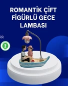 Romantik Sandal Üzerinde Çift Figürü Led Gece Lambası Masa Dekoru thumbnail 1