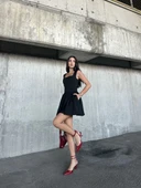 Kolsuz Mini Elbise- Siyah thumbnail 6