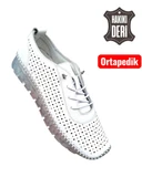 Viyolas Hakiki Deri Kadın Ayakkabısı Jel taban Lazer thumbnail 1