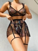 Closet Parlama Detaylı Mini Tül Gecelik thumbnail 1