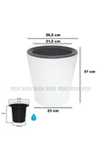 BİÇİÇEK Luna Saksı 37 Cm Beyaz thumbnail 2
