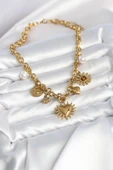 316L Çelik Gold Renk Charmlı Model Kadın Kolye thumbnail 2