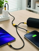 240W Çoklu Şarj Kablosu Type-C Lightning Micro USB Örgü Kablo thumbnail 3