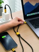 240W Çoklu Şarj Kablosu Type-C Lightning Micro USB Örgü Kablo thumbnail 2