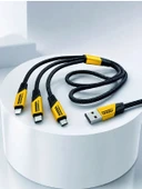 240W Çoklu Şarj Kablosu Type-C Lightning Micro USB Örgü Kablo thumbnail 5