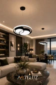 ARTELUZ ÇİFT YUVARLAK MODEL MODERN SARKIT AVİZE (50 CM) thumbnail 8