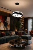 ARTELUZ ÇİFT YUVARLAK MODEL MODERN SARKIT AVİZE (50 CM) thumbnail 7