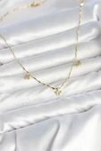 Pirinç Minimal Gold Renk Yonca Model Kadın Kolye thumbnail 2