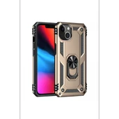 Newface Apple iPhone 14 Kılıf Sofya Yüzüklü Silikon Kapak - Gold thumbnail 3