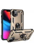 Newface Apple iPhone 14 Kılıf Sofya Yüzüklü Silikon Kapak - Gold thumbnail 2