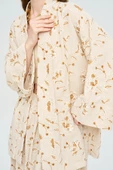 Kadın Çiçek Ve Yaprak Nakışlı Pullu Kimono thumbnail 7