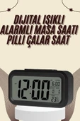 Dijital Masa Saati Termometreli Takvim Çalar Saat Led Ekran Pilli thumbnail 1