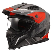 KAPALI KASK LS2 DRIFTER DEVOR MAT GRİ TITANIUM KIRMIZI ORJİNAL XL thumbnail 1