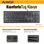 A4 TECH KR-92, Siyah, USB Kablolu, Türkçe Q, Multimedya, Klavye thumbnail 2