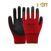 Beybi Polyester-Nitril İş Eldiveni PN5 Zebra No: 10 KIRMIZI - 3 Çift thumbnail 1