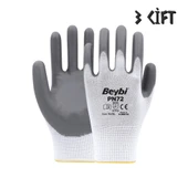 Beybi Polyester-Nitril İş Eldiveni PN72 No: 10 GRİ - 3 Çift thumbnail 1