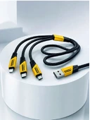 240W 3'ü 1 Arada Hızlı Şarj Kablosu USB Type-C Lightning Micro USB thumbnail 5