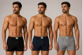 Huma One Erkek Havlu Bel Düz Boxer 3 lü thumbnail 1