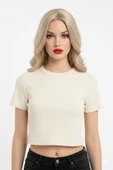 Crop Kısakollu Body Ekru Renk thumbnail 1