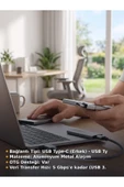 Metal USB to TYPE-C OTG - Gri thumbnail 3