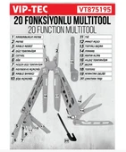 Vip-tec VT875195 20 Parça Multifonksiyonel Pense/çakı/multitool thumbnail 2