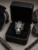 Wolf King Adjustable Ring Kurt Hükümdarı Erkek Yüzüğü thumbnail 3