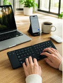 Taşınabilir Katlanabilir Bluetooth Klavye iOS Android Windows Uyumlu thumbnail 2
