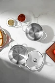 Silver 4 Parça Paslanmaz Çelik Güveç Tipi Sahan Seti (18-20 cm) thumbnail 2