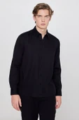 Tencel Regular Fit Gömlek Black Black XL thumbnail 5