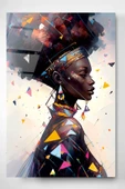 Dekoratif Afrikalı Kadın Dekoratif Cam Tablo thumbnail 1
