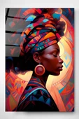 Dekoratif Afrikalı Kadın Dekoratif Cam Tablo thumbnail 1