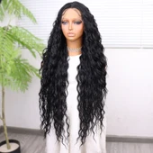 Siyah Fiber Sentetik Tül Peruk thumbnail 4
