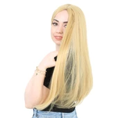 Fiber Sentetik Uzun Düz Peruk / Sarı thumbnail 3