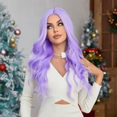 Su Dalgalı Açık Mor Tül Peruk thumbnail 1