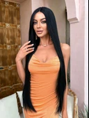 Siyah Ekstra Uzun Boy Tül Peruk thumbnail 5