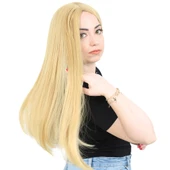 Fiber Sentetik Uzun Düz Peruk / Sarı thumbnail 2