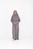 Tek Parça Namaz Elbisesi Boydan Giymeli Gri Çantalı thumbnail 7