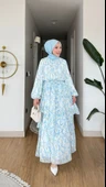 Mimoza Şifon Elbise - Mavi thumbnail 3