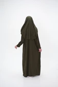 Tek Parça Namaz Elbisesi Boydan Giymeli Haki Çantalı thumbnail 5