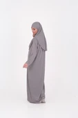 Tek Parça Namaz Elbisesi Boydan Giymeli Gri Çantalı thumbnail 4