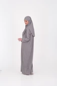 Tek Parça Namaz Elbisesi Boydan Giymeli Gri Çantalı thumbnail 3