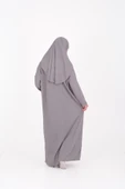 Tek Parça Namaz Elbisesi Boydan Giymeli Gri Çantalı thumbnail 5