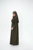Tek Parça Namaz Elbisesi Boydan Giymeli Haki Çantalı thumbnail 3